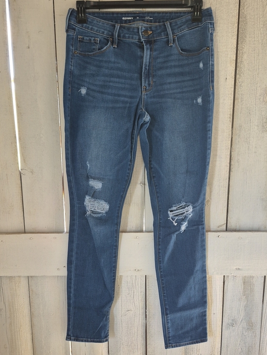 Old Navy Denim - Old Navy Women's Skinny Jeans - Medium Blue Distressed